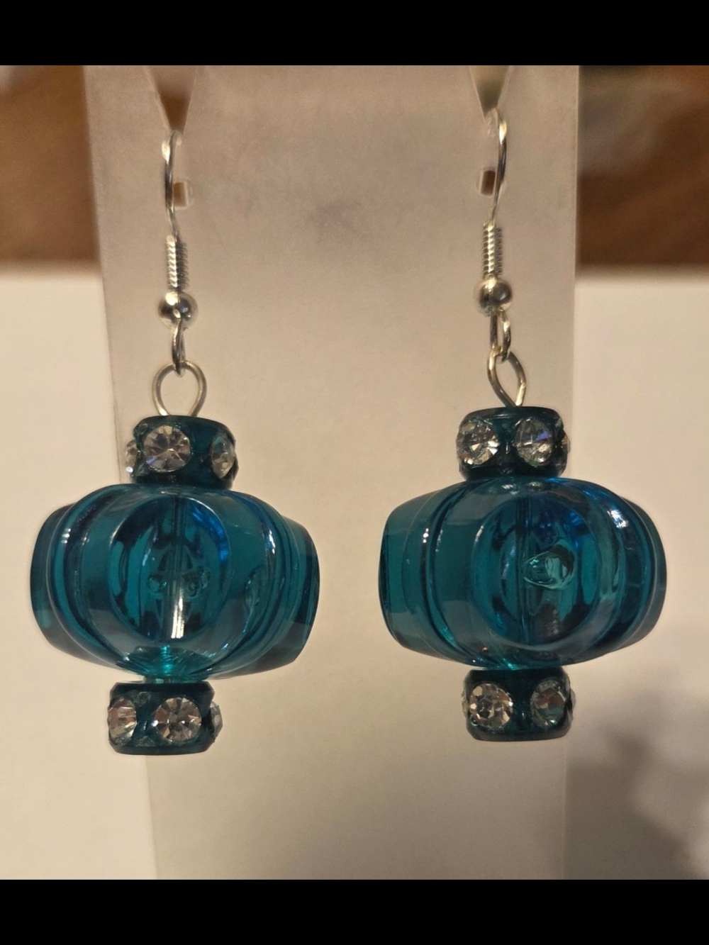 Green Vintage Lucite Earrings-handmade